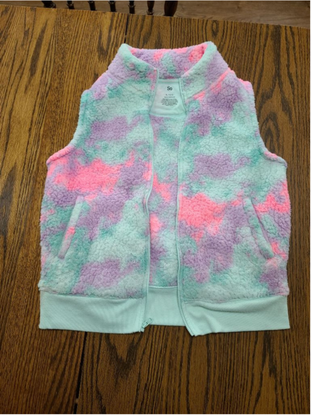 SO Girls Fleece Sherpa Vest & Long Sleeve Star Top Set Size XL 14/16 Mint - Picture 4 of 9